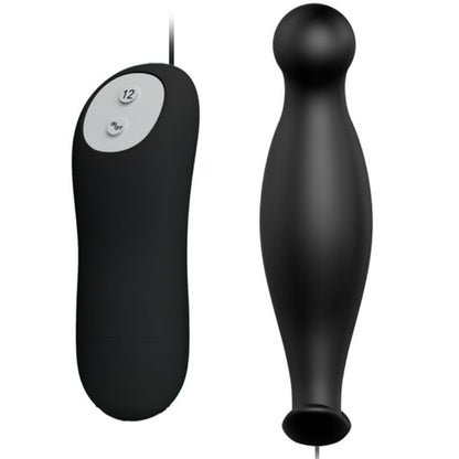 PRETTY LOVE - PLUG ANAL DE SILICONE 12 MODOS DE VIBRAO PRETO - Sexshoptuga 