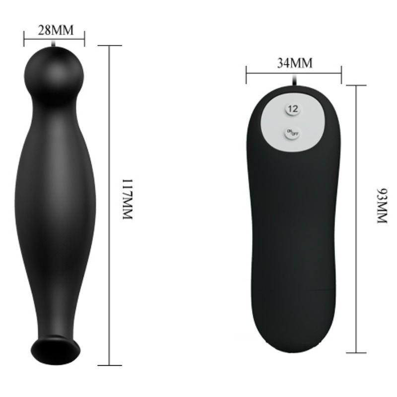 PRETTY LOVE - PLUG ANAL DE SILICONE 12 MODOS DE VIBRAO PRETO - Sexshoptuga  Sexshoptuga 