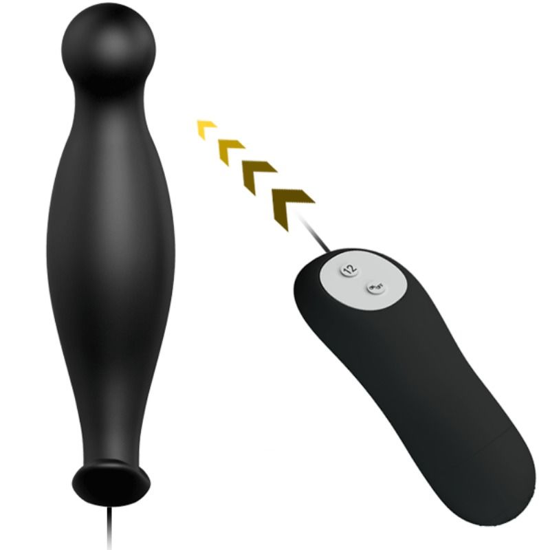 PRETTY LOVE - PLUG ANAL DE SILICONE 12 MODOS DE VIBRAO PRETO - Sexshoptuga  Sexshoptuga 