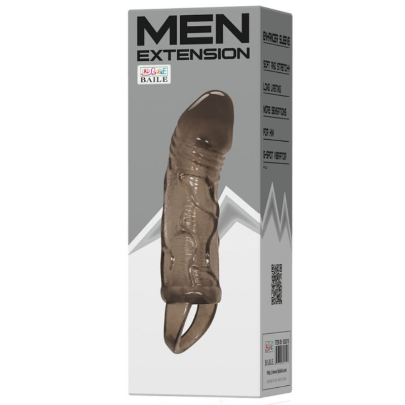 BAILE - CAPA EXTENSORA DE PÊNIS COM ALA PARA TESTÍCULOS PRETA 13.5 CM - Sexshoptuga  Sexshoptuga 