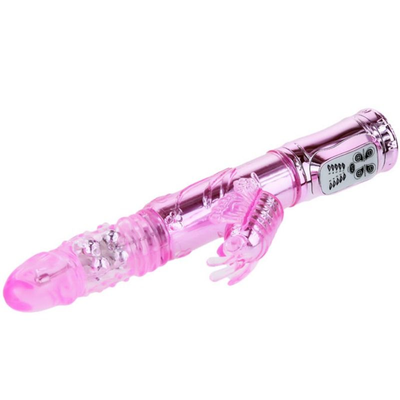 BAILE - VIBRADOR RECARREGVEL COM ROTAO E ESTIMULADOR DE BORBOLETA PULSANTE - Sexshoptuga  Sexshoptuga 