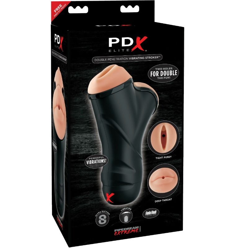 PDX ELITE - STROKER VIBRATÓRIO DE DUPLA PENETRAO - Sexshoptuga 