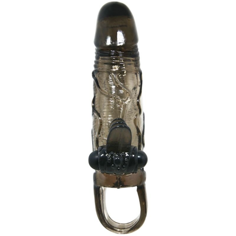 BAILE - CAPA PARA PÉNIS BRAVE MAN COM ESTIMULAÇÃO CLITÓRICA E ANAL DUPLA BALA PRETA 16.5 CM - Sexshoptuga  Sexshoptuga 