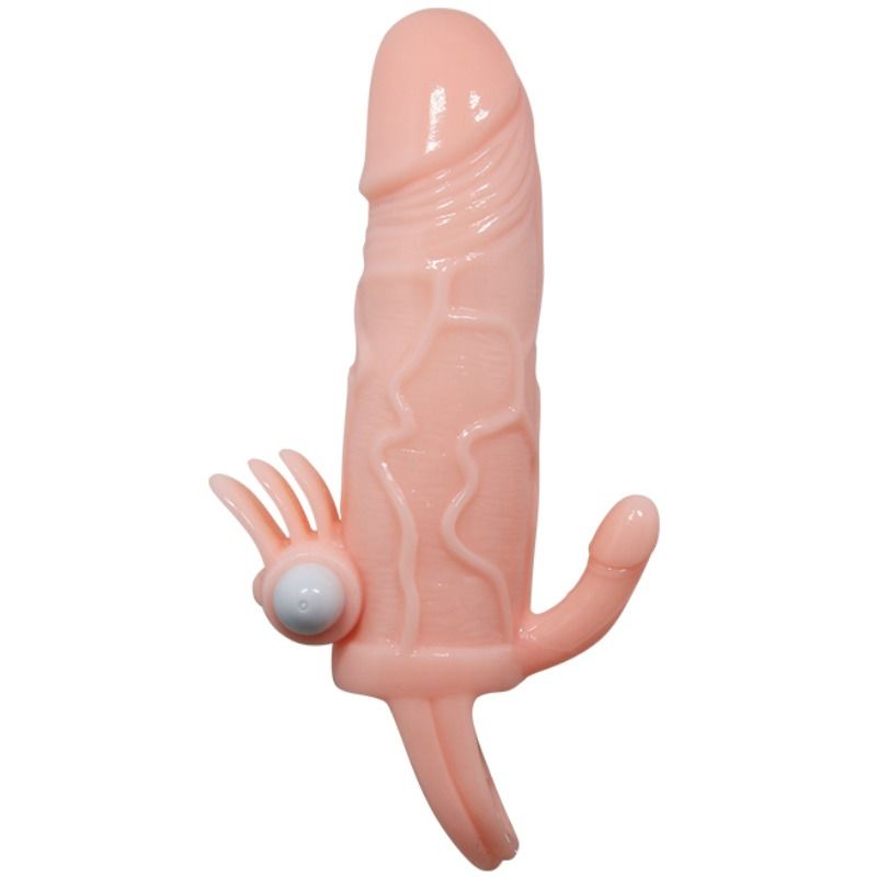 BAILE - CAPA PARA PÉNIS BRAVE MAN COM CARNE DE ESTIMULAÇÃO CLITÓRICA E ANAL 16.5 CM - Sexshoptuga  Sexshoptuga 