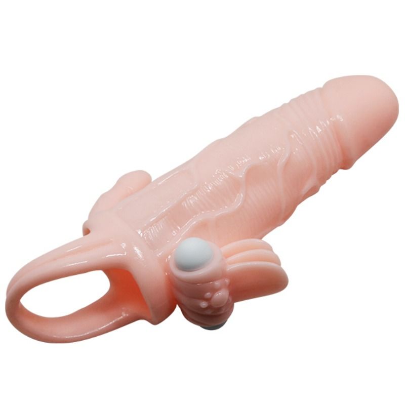 BAILE - CAPA PARA PÉNIS BRAVE MAN COM CARNE DE ESTIMULAÇÃO CLITÓRICA E ANAL 16.5 CM - Sexshoptuga  Sexshoptuga 