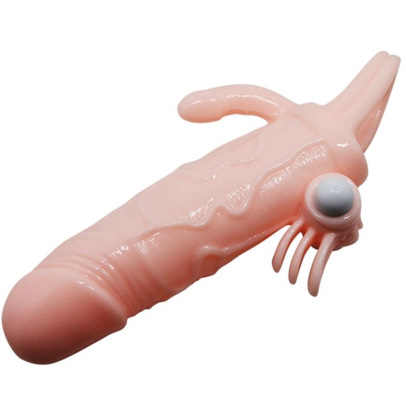 BAILE - CAPA PARA PÉNIS BRAVE MAN COM CARNE DE ESTIMULAÇÃO CLITÓRICA E ANAL 16.5 CM - Sexshoptuga  Sexshoptuga 