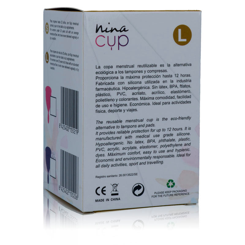 NINA KIKÍ - COPO MENSTRUAL ROSA - TAMANHO L - Sexshoptuga  Sexshoptuga 