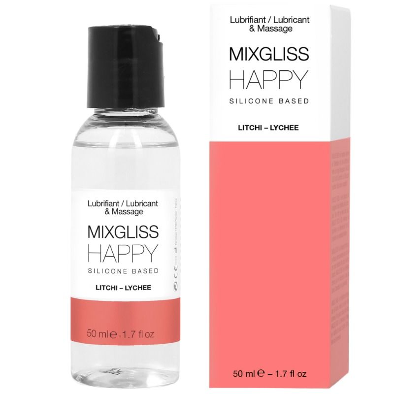 MIXGLISS - LUBRIFICANTE DE SILICONE HAPPY LITCHI 50 ML - Sexshoptuga 