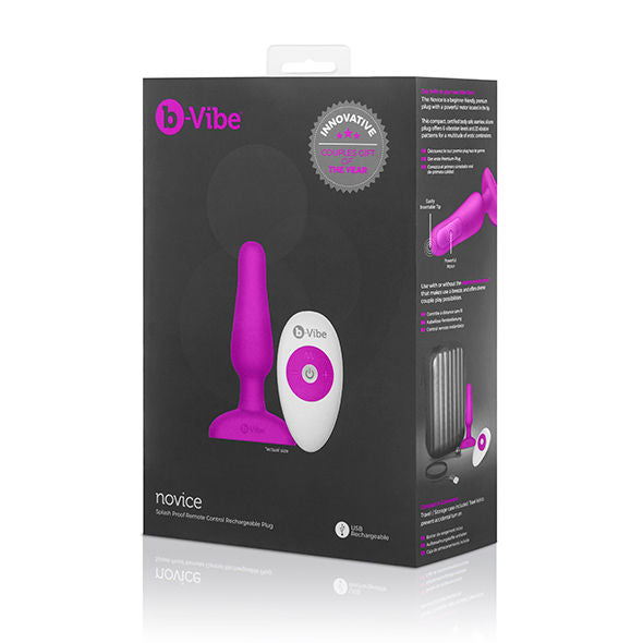 B-VIBE - NOVICE CONTROLE REMOTO PLUG ANAL FÚCSIA - Sexshoptuga 