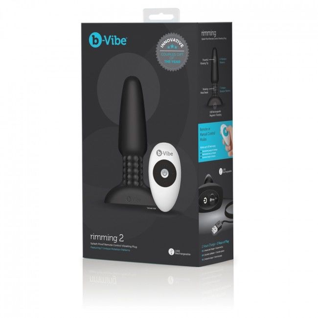 B-VIBE - PLUG ANAL DE CONTROLE REMOTO RIMMING 2 PRETO - Sexshoptuga  Sexshoptuga 