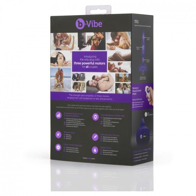 B-VIBE - TRIO PLUG DE CONTROLE REMOTO ANAL LILAC - Sexshoptuga  Sexshoptuga 