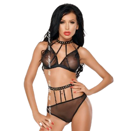 ME-SEDUCE - DOTTY CONJUNTO DUAS PEAS PRETO S/M - Sexshoptuga 