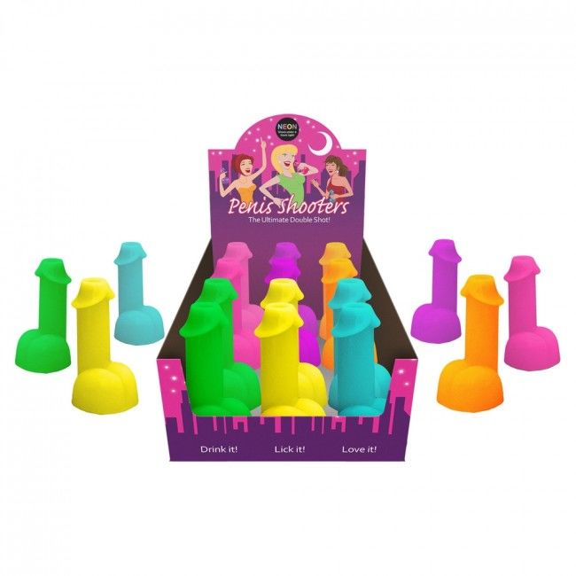 KHEPER GAMES - NEON SHOTS FORMA DE PÊNIS 1 UNIDADE (COR ALEATÓRIA) - Sexshoptuga  Sexshoptuga 