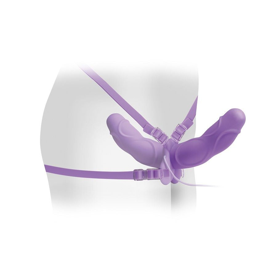 FETISH FANTASY ELITE - VIBRATING DOUBLE DELIGHT STRAP-ON PURPLE - Sexshoptuga  Sexshoptuga 