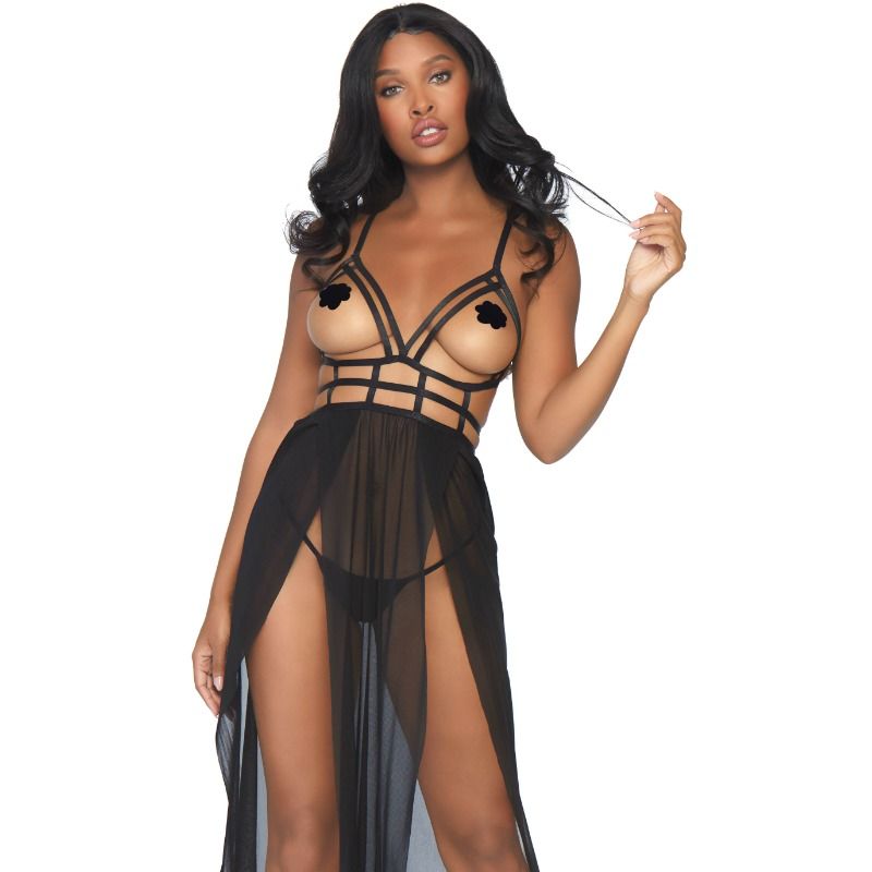 LEG AVENUE - VESTIDO MAXI CAGE E TANGA S/M - Sexshoptuga 