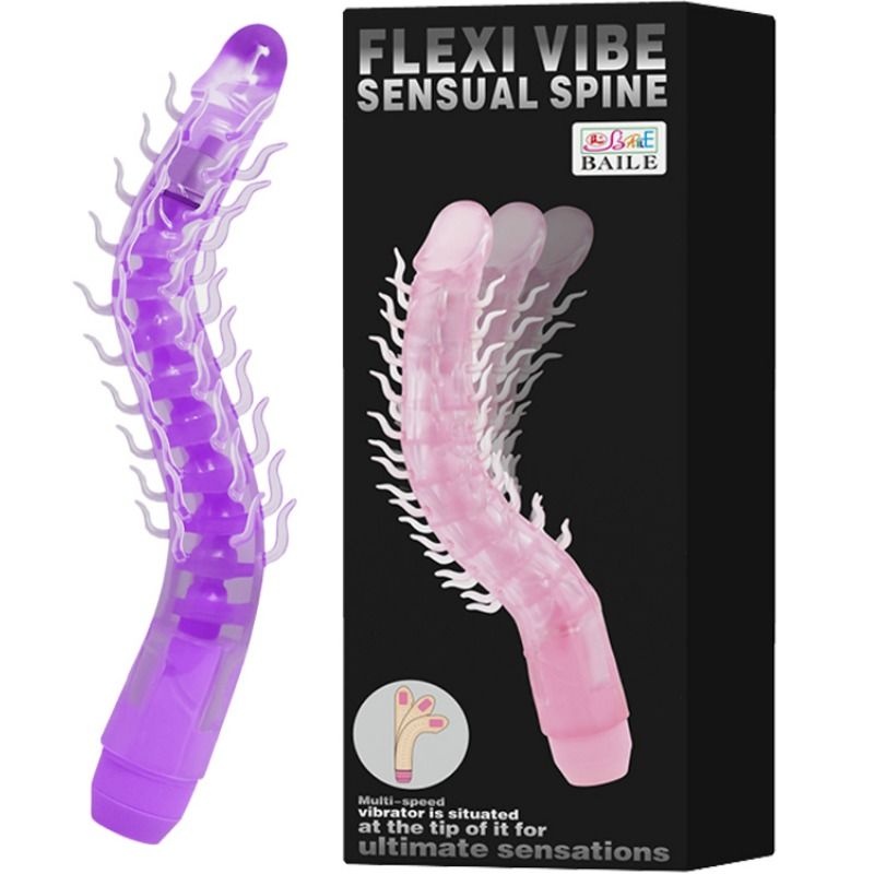 BAILE - FLEXI VIBE SENSUAL SPINE DILDO VIBRATÓRIO DOBRVEL LILAL 23.5 CM - Sexshoptuga  Sexshoptuga 