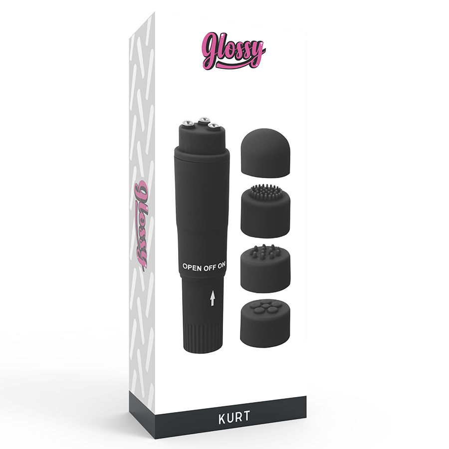 GLOSSY - MASSAGER DE BOLSO KURT PRETO - Sexshoptuga  Sexshoptuga 