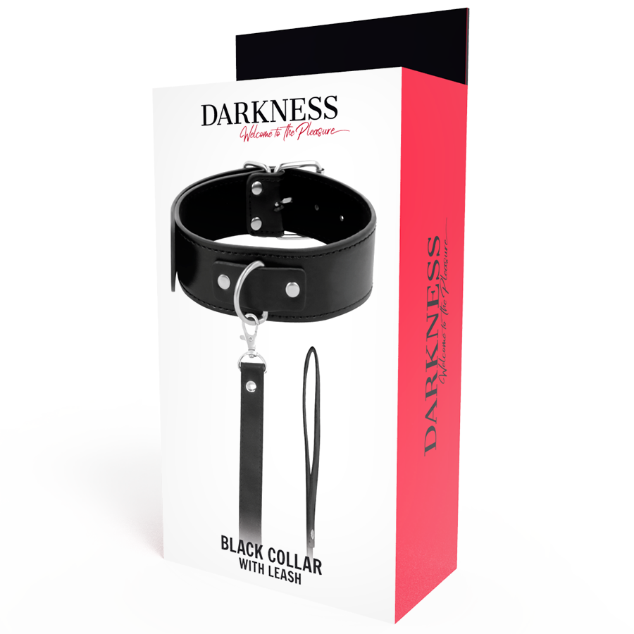 DARKNESS - COLAR DE POSTURA COM CORRENTE DE COURO - Sexshoptuga  Sexshoptuga 