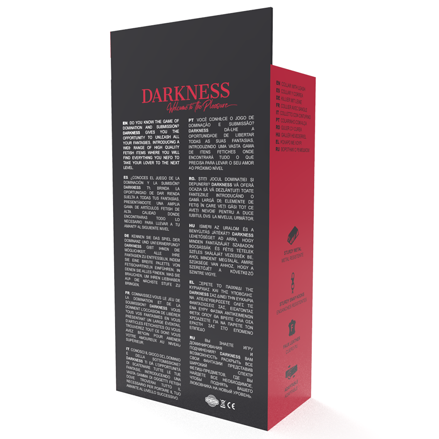 DARKNESS - COLAR DE POSTURA COM CORRENTE DE COURO - Sexshoptuga  Sexshoptuga 