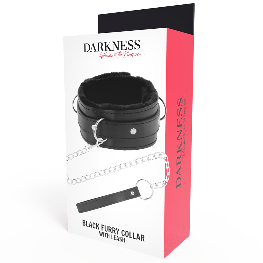 DARKNESS - COLAR DE POSTURA CONFORTÁVEL COM CORRENTE DE COURO - Sexshoptuga 