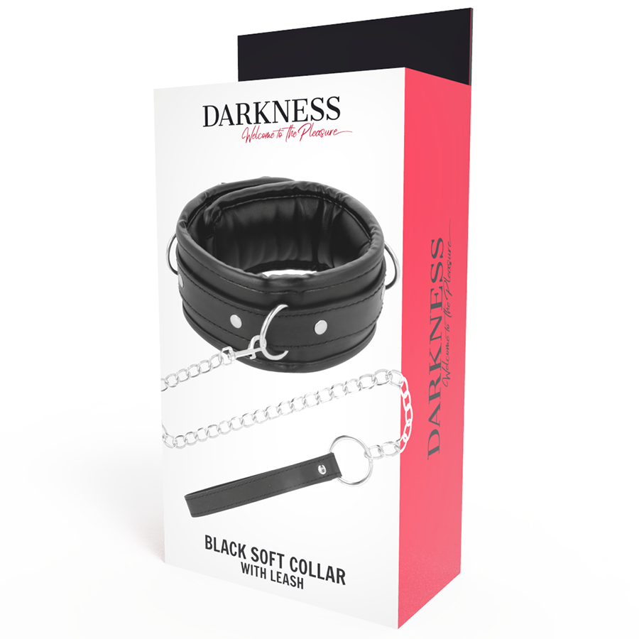 DARKNESS - COLAR DE COURO MACIO COM CORRENTE - Sexshoptuga  Sexshoptuga 