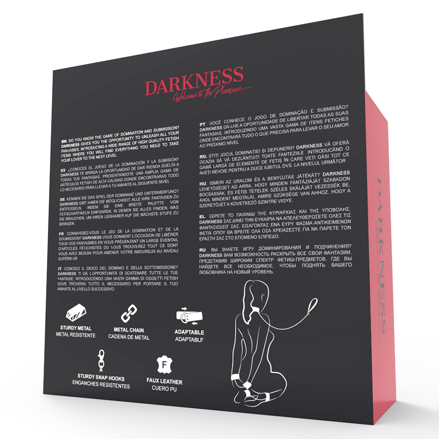 DARKNESS - ALGEMAS E COLAR DE COURO PRETO - Sexshoptuga 