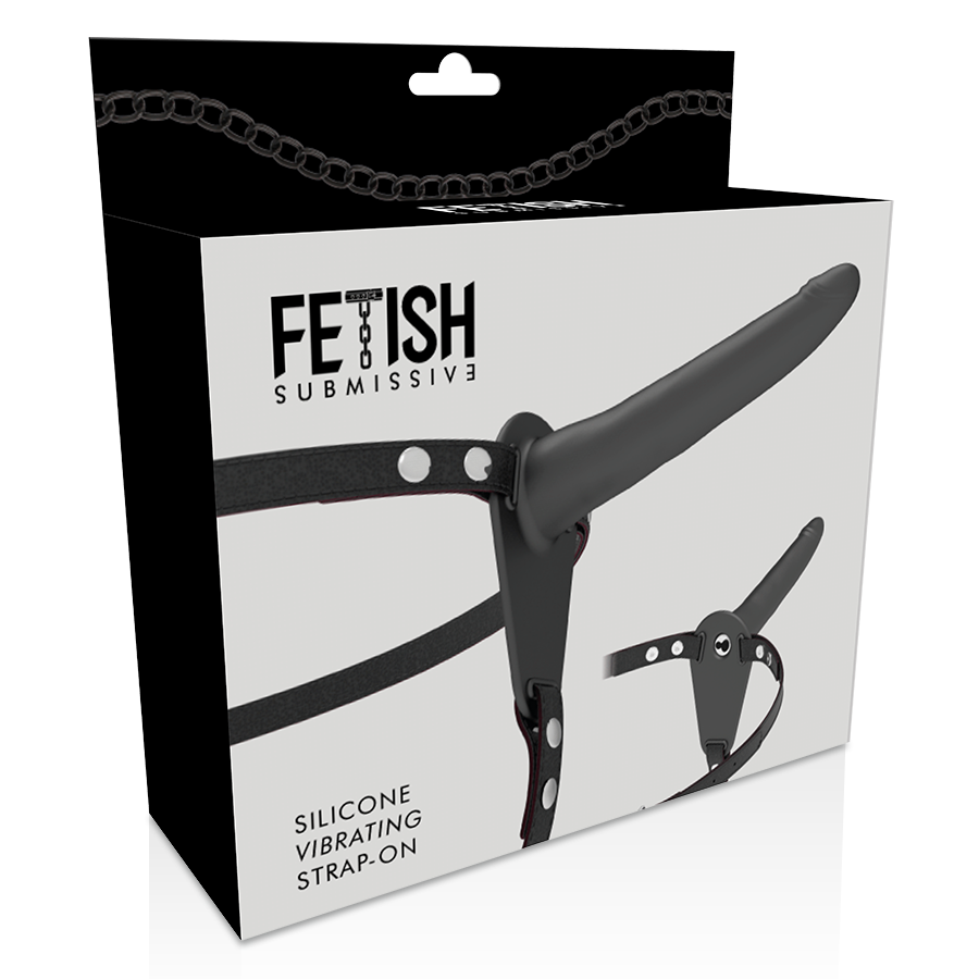 FETISH SUBMISSIVE HARNESS - VIBRADOR DE SILICONE PRETO 15 CM - Sexshoptuga 