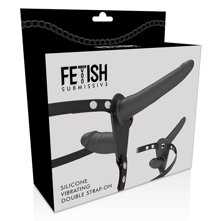 FETISH SUBMISSIVE HARNESS - VIBRADOR PRETO DE DUPLA PENETRAÇÃO - Sexshoptuga  Sexshoptuga 