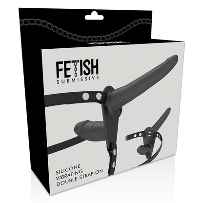 FETISH SUBMISSIVE HARNESS - VIBRADOR PRETO DE DUPLA PENETRAÇÃO - Sexshoptuga 