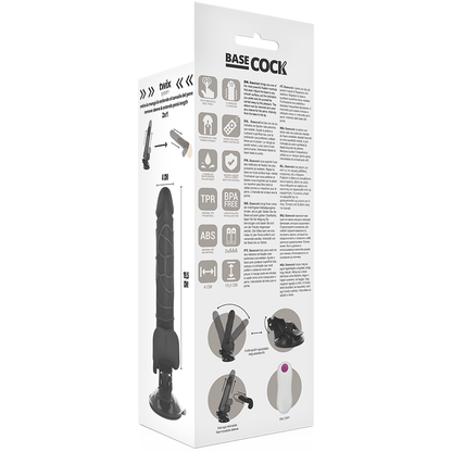 BASECOCK - VIBRADOR REALISTA CONTROLE REMOTO NATURAL COM TESTÍCULOS 19.5 CM -O- 4 CM - Sexshoptuga 