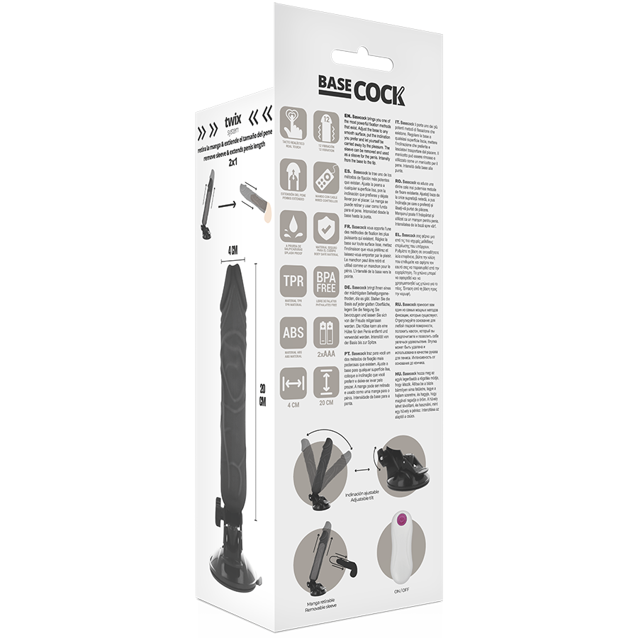 BASECOCK - VIBRADOR DE CONTROLE REMOTO NATURAL REALISTA 20 CM -O- 4 CM - Sexshoptuga 