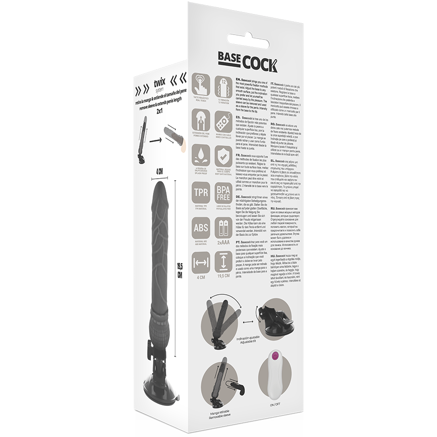 BASECOCK - VIBRADOR DE CONTROLE REMOTO NATURAL REALISTA 19.5 CM -O- 4 CM - Sexshoptuga 