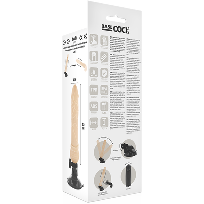 BASECOCK - VIBRADOR DE CONTROLE REMOTO NATURAL REALISTA BASECOCK 19,5 CM - Sexshoptuga 