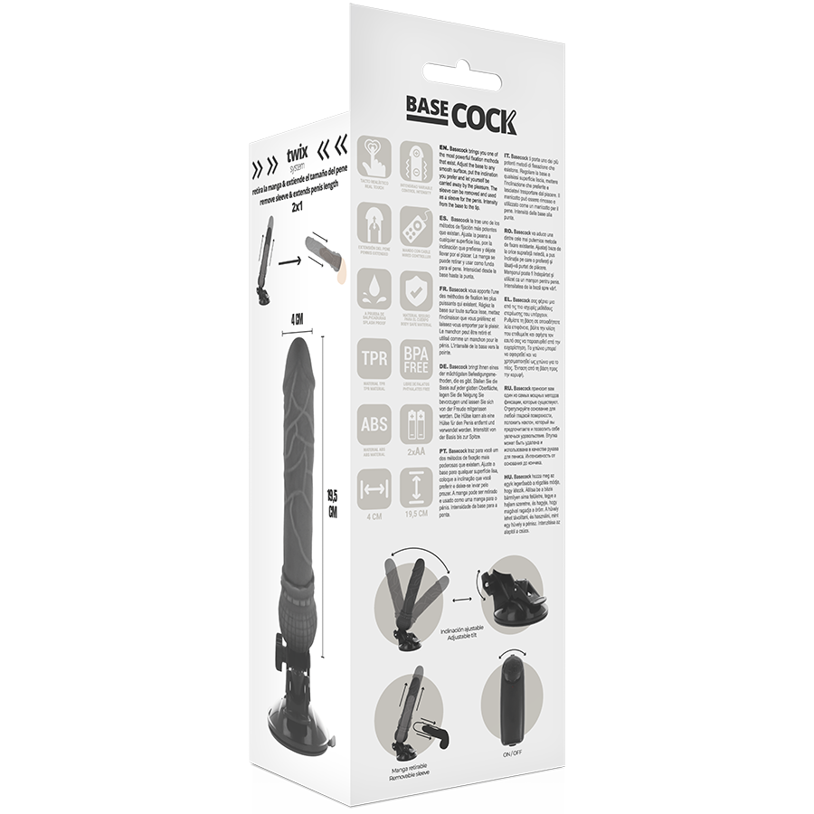 BASECOCK - VIBRADOR DE CONTROLE REMOTO NATURAL REALISTA BASECOCK 19,5 CM - Sexshoptuga  Sexshoptuga 