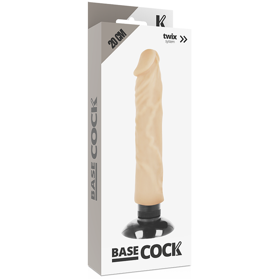 BASECOCK - VIBRADOR REALÍSTICO 2-1 NATURAL 20 CM -O- 4 CM - Sexshoptuga 