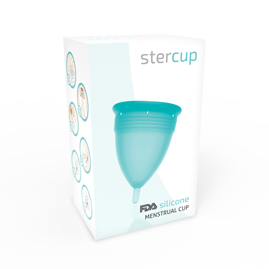 STERCUP - COPO MENSTRUAL DE SILICONE FDA AQUAMARINE - TAMANHO L - Sexshoptuga  Sexshoptuga 