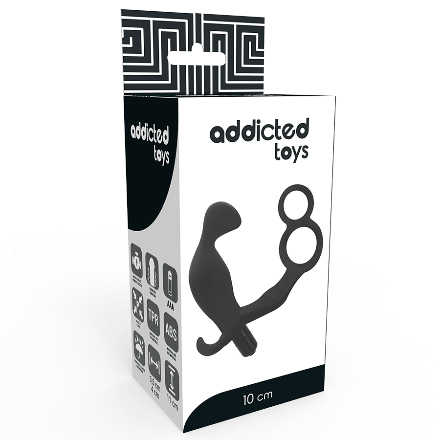 ADDICTED TOYS - PLUG ANAL COM ANEL DE PÊNIS DUPLO E TESTÍCULOS PRETO - Sexshoptuga  Sexshoptuga 