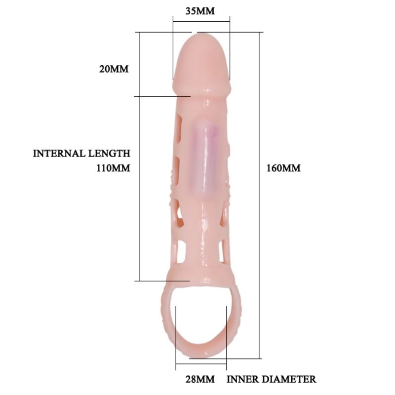 BAILE - CAPA EXTENSORA DE PÊNIS COM VIBRAO E ALA NATURAL 13.5 CM - Sexshoptuga  Sexshoptuga 