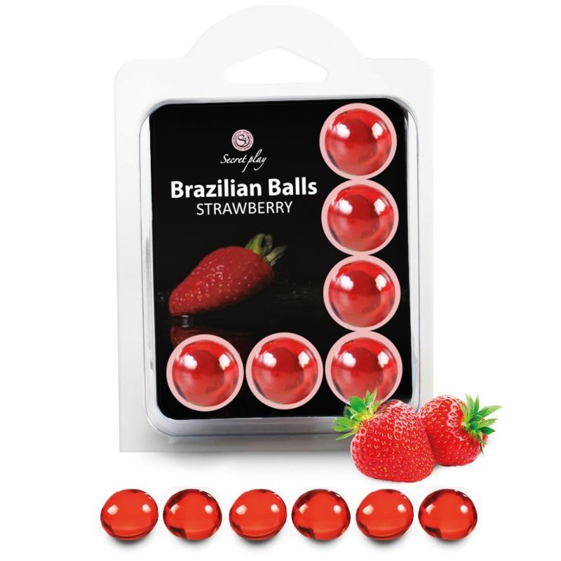 SECRETPLAY - CONJUNTO 6 BOLAS BRASILEIRAS MORANGO - Sexshoptuga  Sexshoptuga 