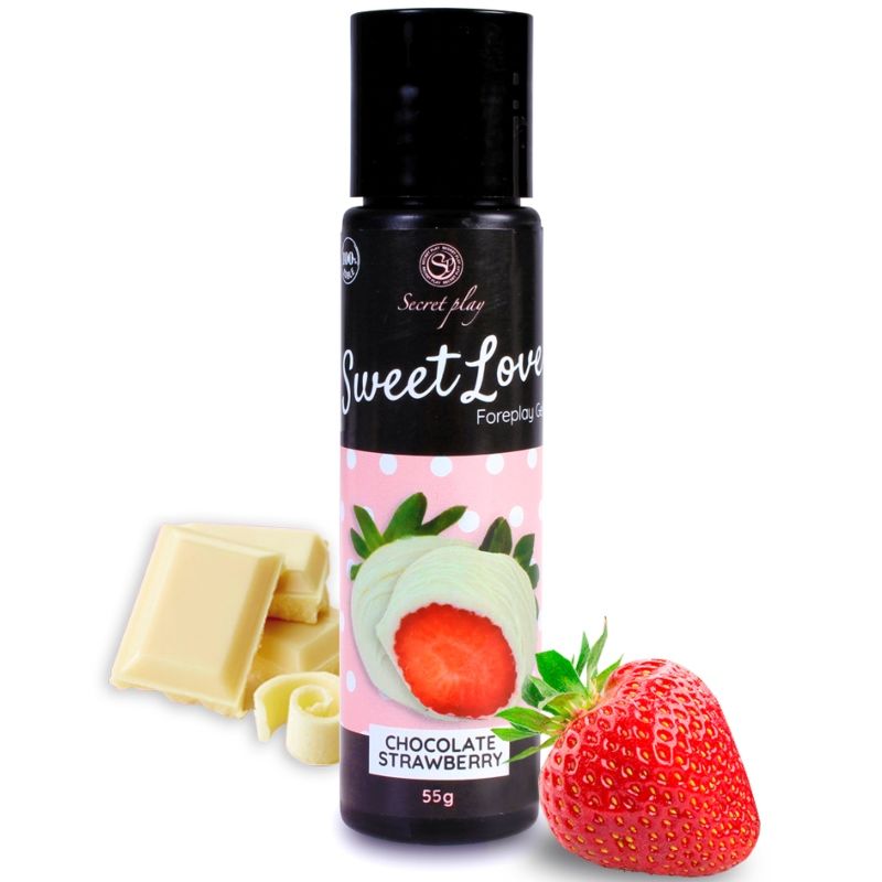 SECRETPLAY - GEL DOCE AMOR MORANGO E CHOCOLATE BRANCO 60 ML - Sexshoptuga 