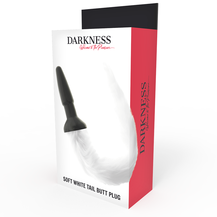 DARKNESS - PLUG ANAL DE SILICONE COM CAUDA BRANCA - Sexshoptuga  Sexshoptuga 