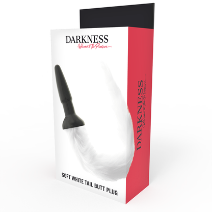 DARKNESS - PLUG ANAL DE SILICONE COM CAUDA BRANCA - Sexshoptuga 