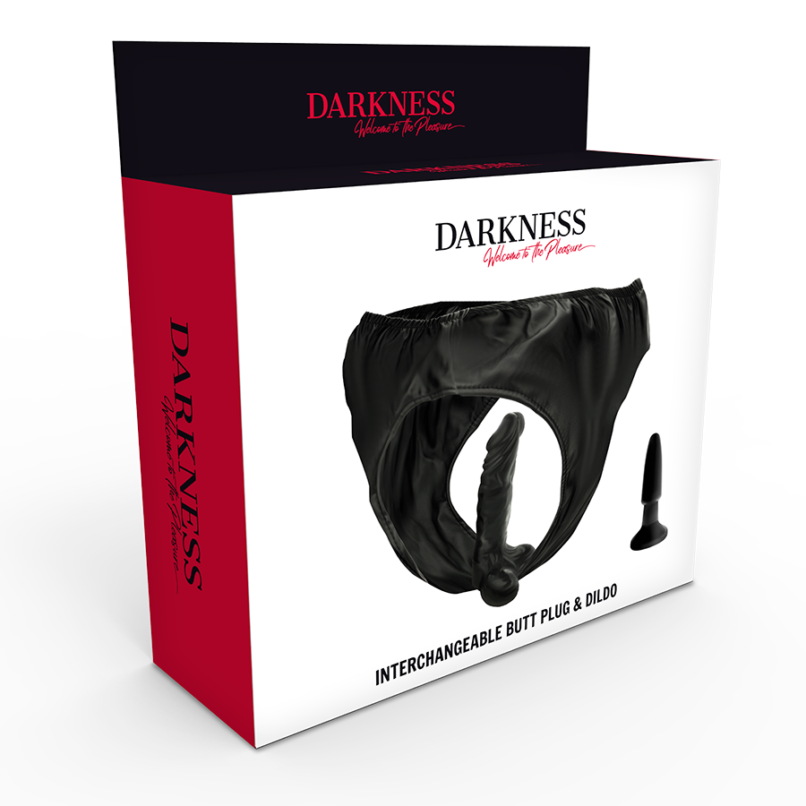 DARKNESS - CALÇA COM PLUG E VIBRADOR INTERCAMBIÁVEL - Sexshoptuga  Sexshoptuga 