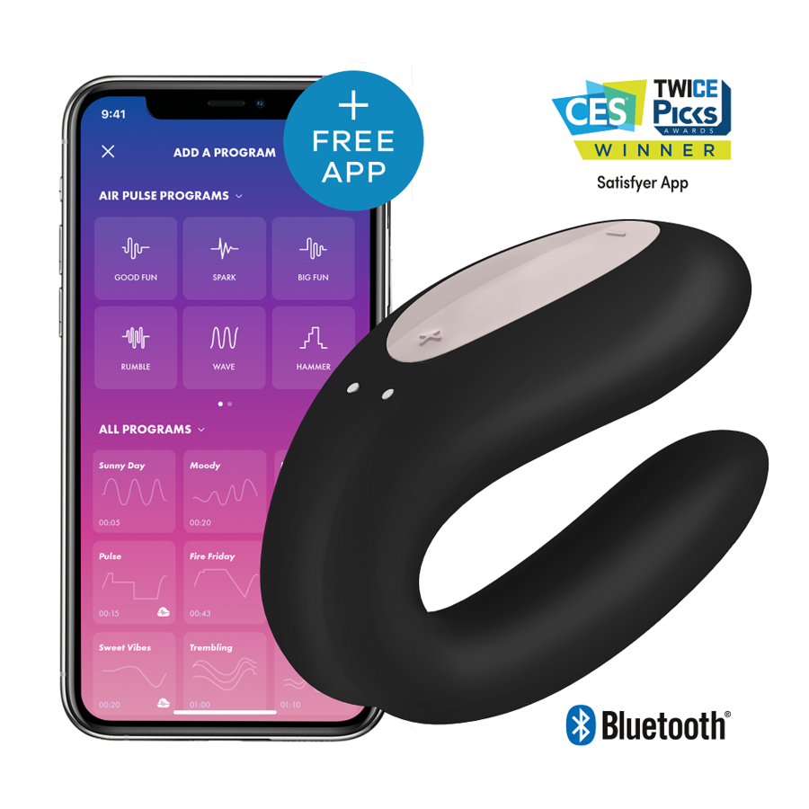 SATISFYER - DOUBLE JOY CON APP PRETO - Sexshoptuga 