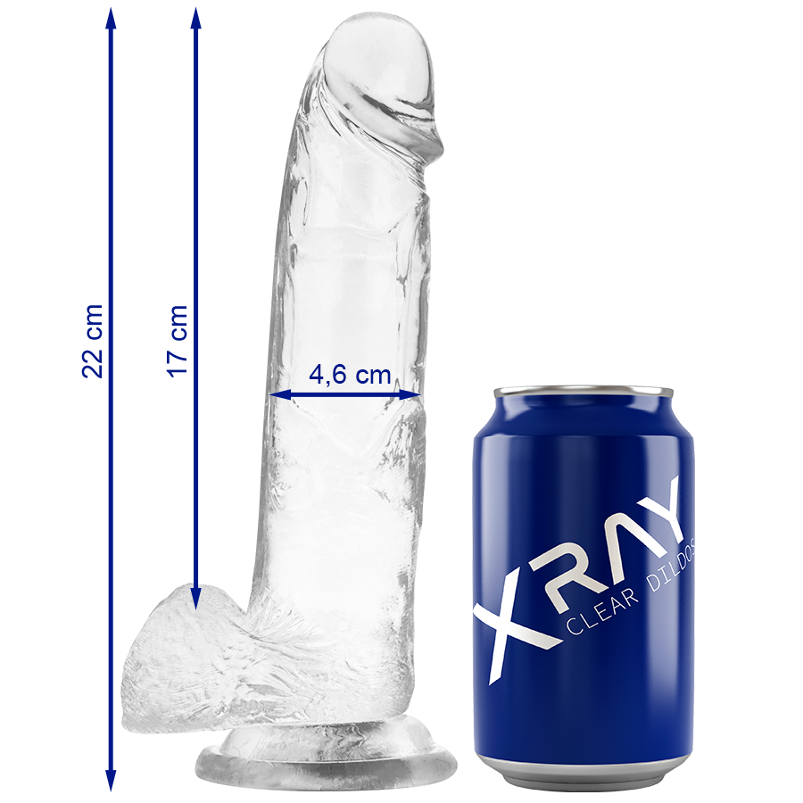 X RAY - DILDO TRANSPARENTE COM BOLAS 22 CM -O- 4.6 CM Sexshoptuga 