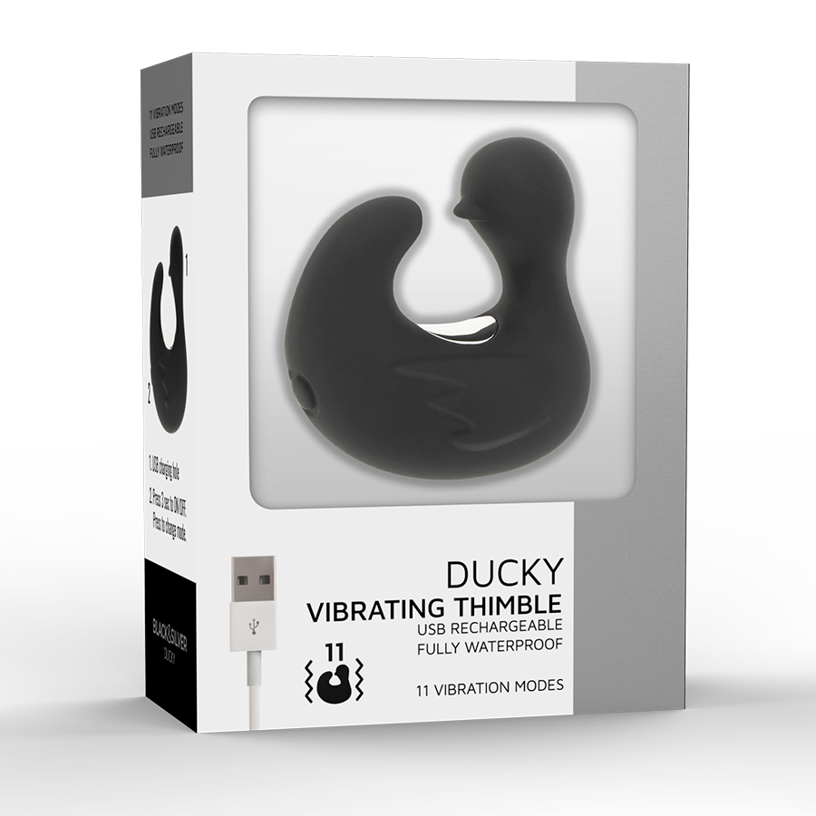 BLACK&SILVER - DEDAL DE PATO ESTIMULANTE DE SILICONE RECARREGÁVEL DUCKYMANIA - Sexshoptuga  Sexshoptuga 