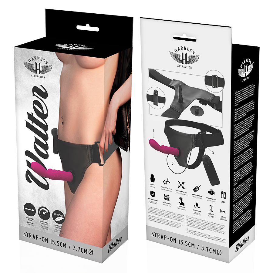 HARNESS ATTRACTION - RNES WALTER COM VIBRAO 15.5 CM -O- 3.7 CM - Sexshoptuga  Sexshoptuga 