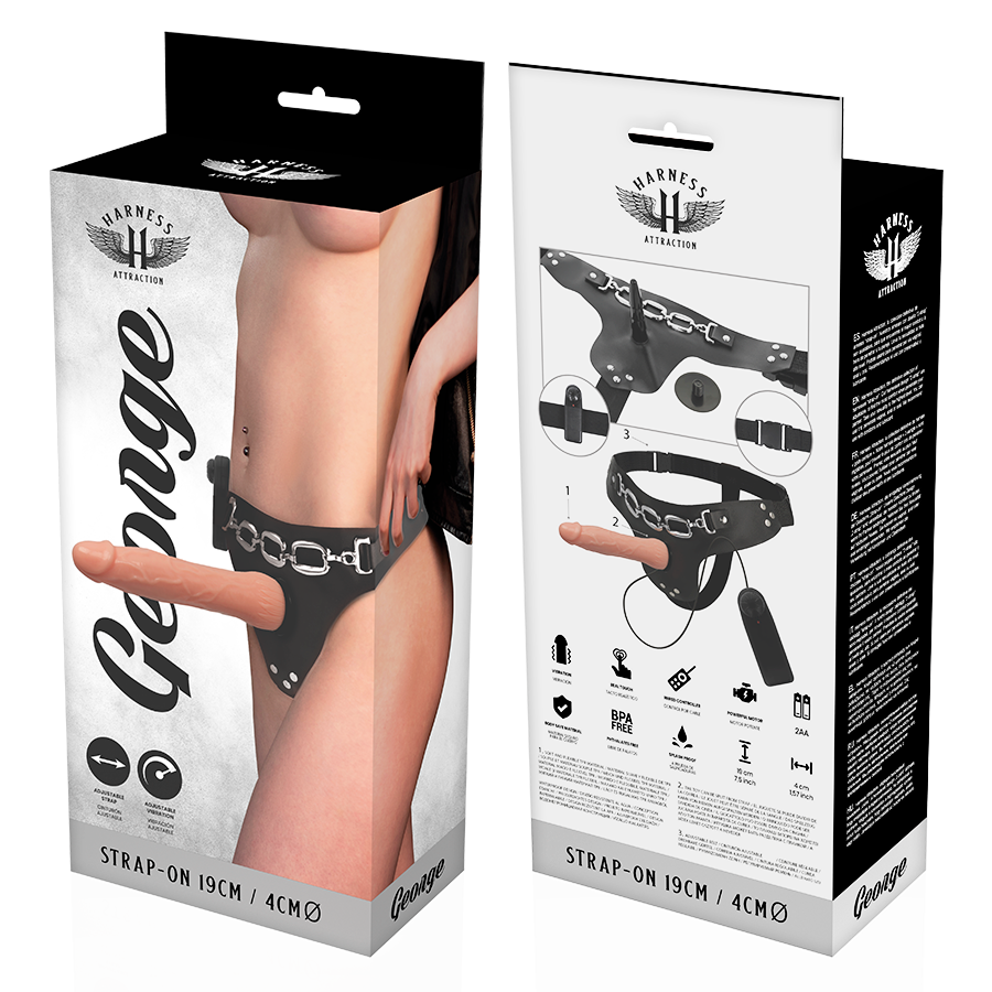 HARNESS ATTRACTION - RNES GEORGE VIBRADOR REALÍSTICO 19 CM -O- 4 CM - Sexshoptuga  Sexshoptuga 