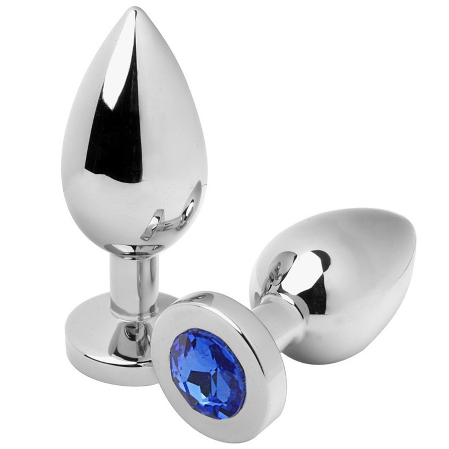 METAL HARD - PLUG ANAL DIAMANTE AZUL PEQUENO 5,71CM - Sexshoptuga  Sexshoptuga 