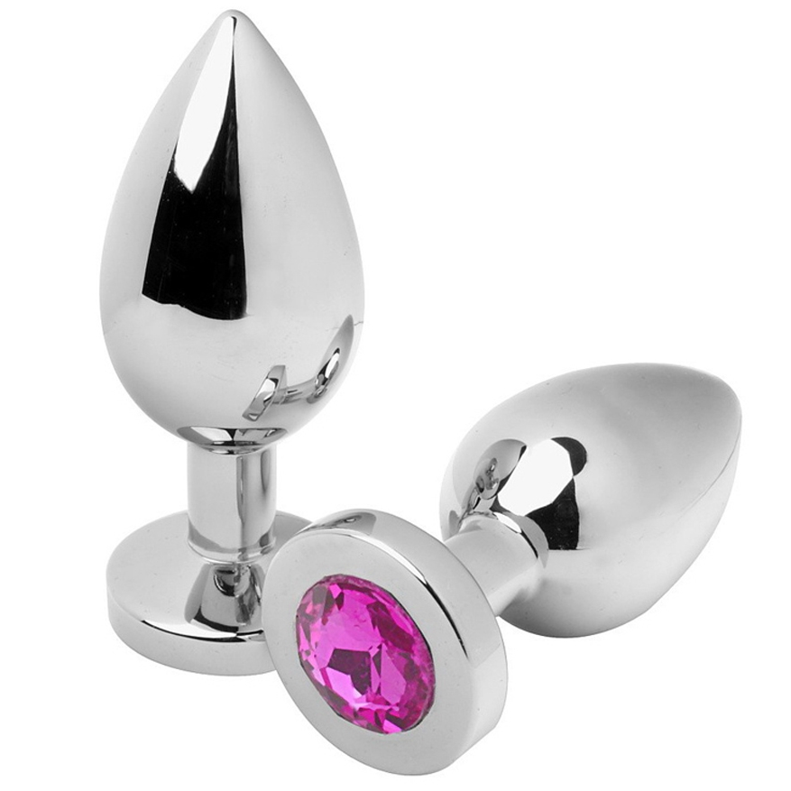 METAL HARD - PLUG ANAL DIAMANTE ROSA MÉDIO 7,62CM - Sexshoptuga 